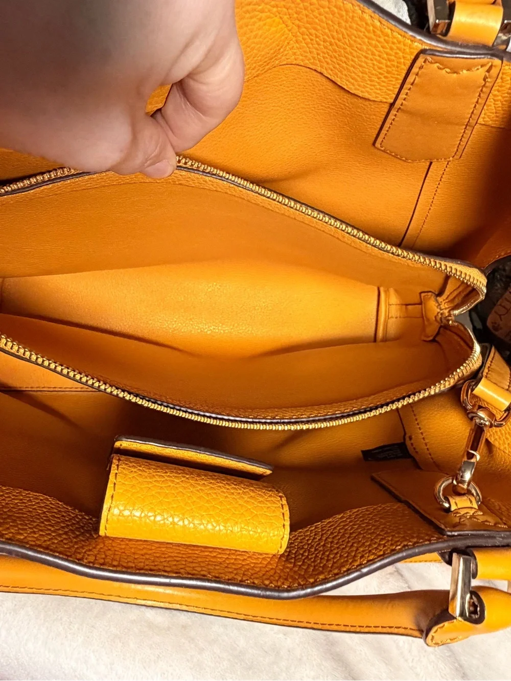 Michael Kors Mustard Yellow Leather Satchel Bag + Zip Wallet Set With Dust Bag